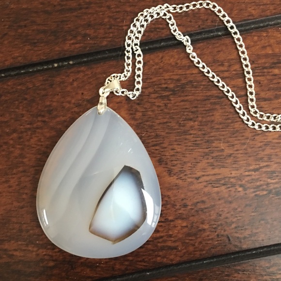 Scenic dendritic agate pendant 925 plated chain - Picture 2 of 4